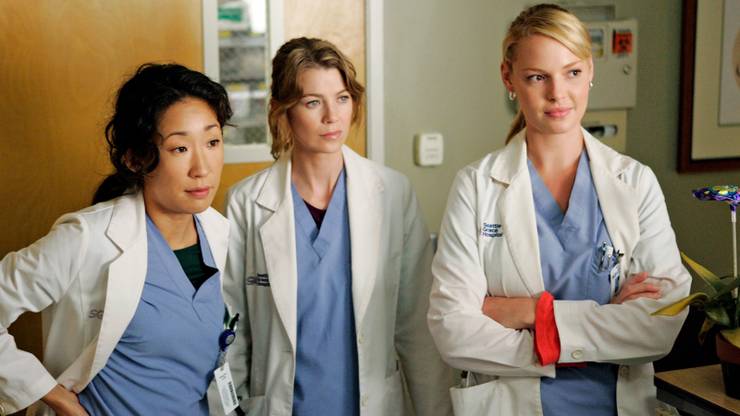 Grey's Anatomy Sandra Oh, Ellen Pompeo and Katherine Heigl